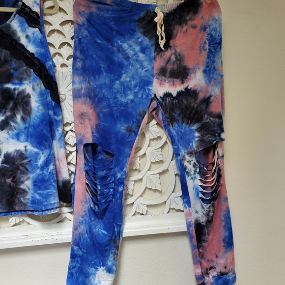 Bloomin Peachskin Tiedye Set 2XL Pants Large Top Lounge Bundle Of 2 - Picture 4 of 15